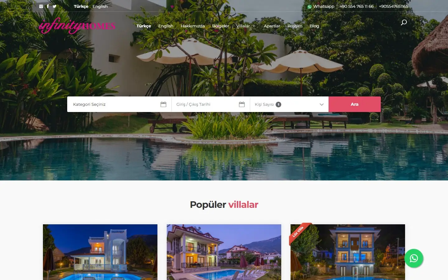 Infinity Homes website
