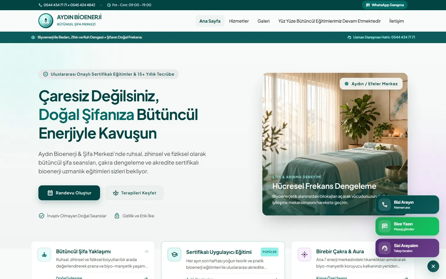 Aydın Bioenerji Şifa Merkezi web sitesi