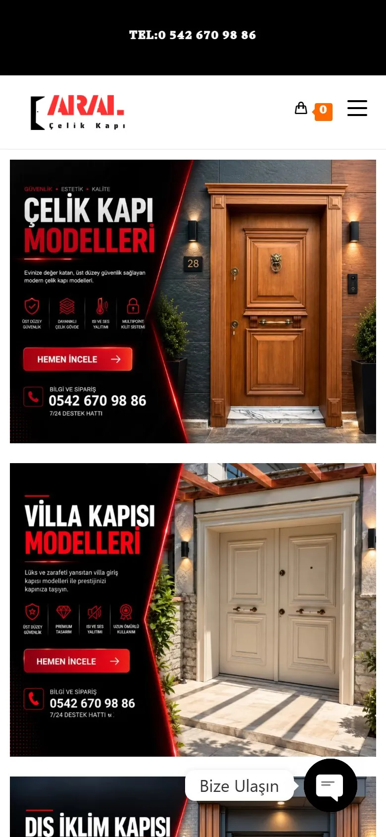 Aral Çelik Kapı mobile view