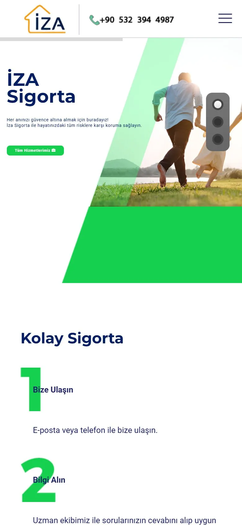 İza Sigorta mobile view
