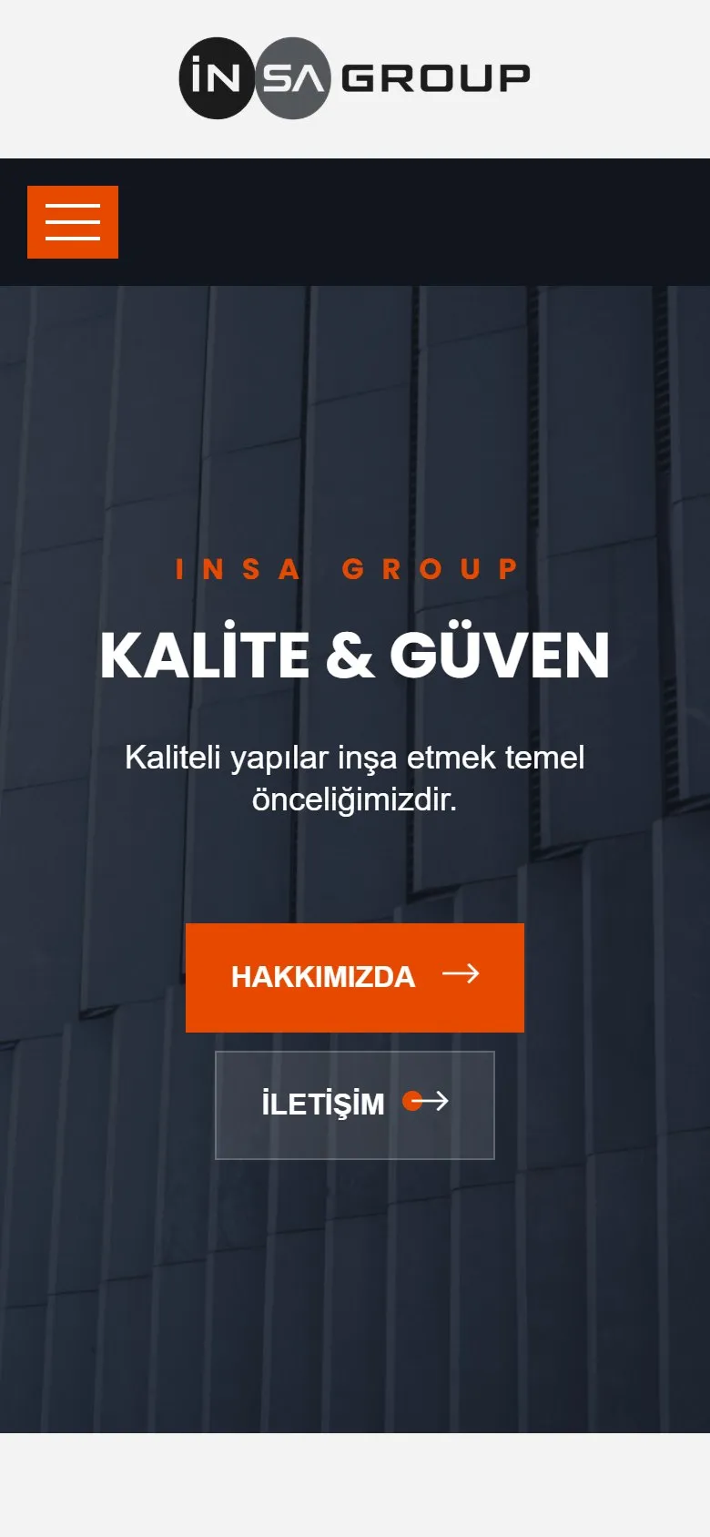 İnşa Group mobil görünüm