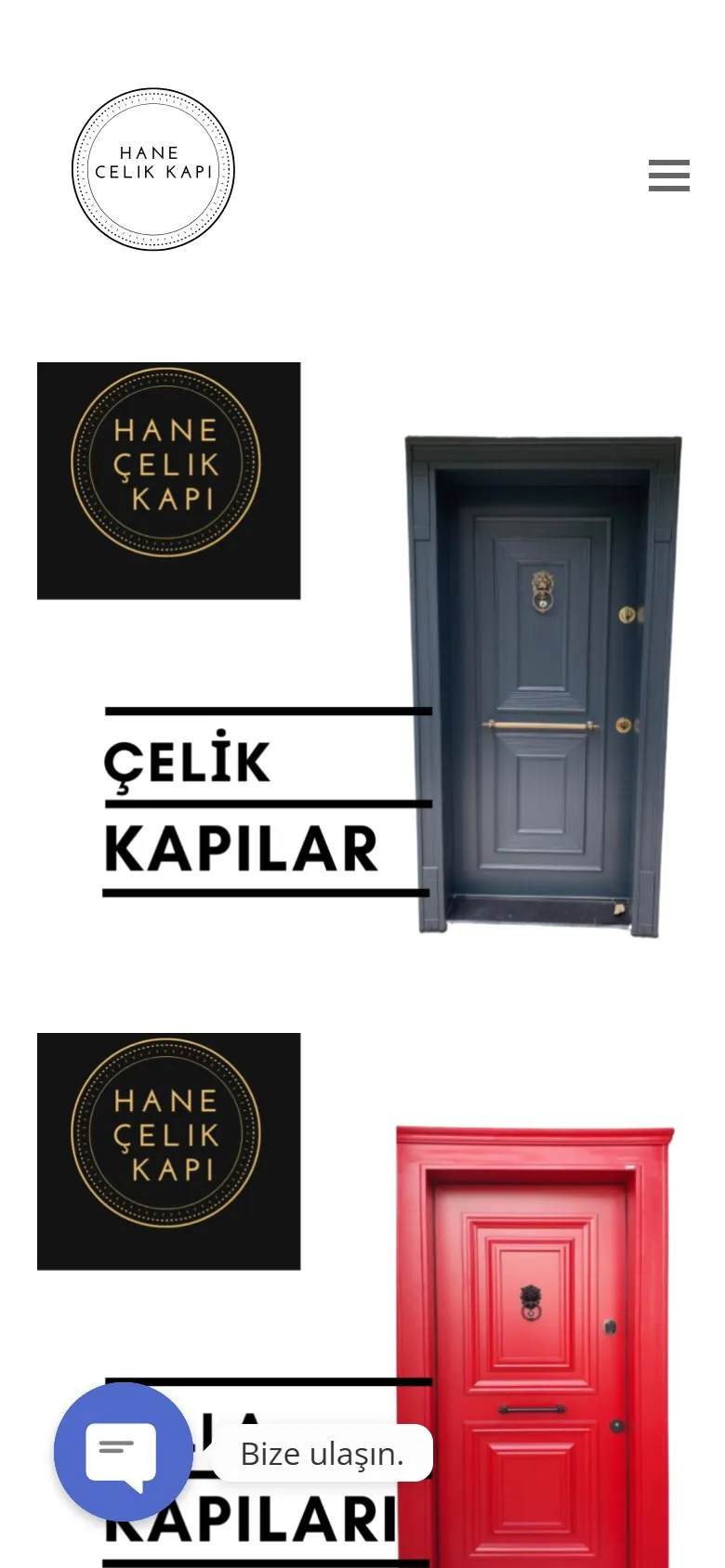 Hane Çelik Kapı mobil görünüm