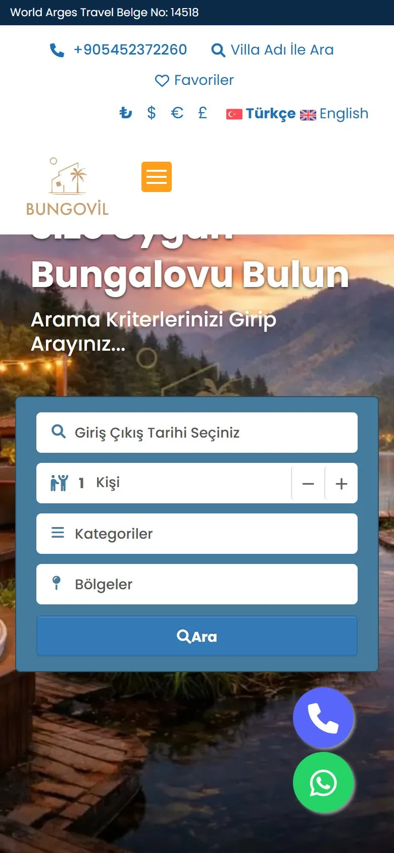 Bungovil mobile view