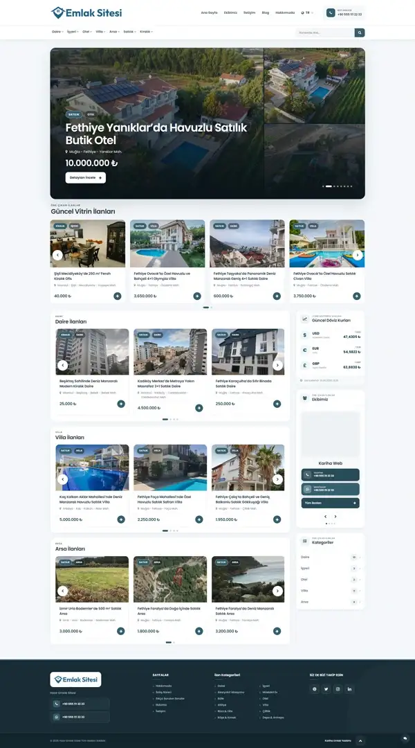 Hazır emlak sitesi masaüstü görünümü