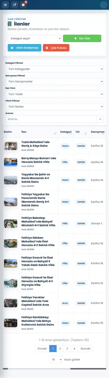 Mobil emlak sitesi ilan detay sayfası