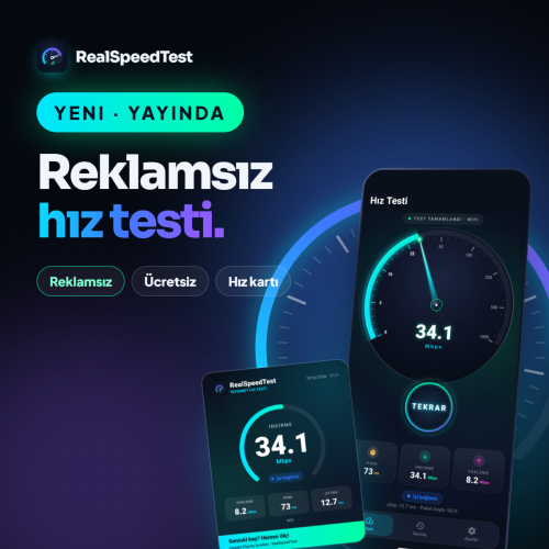 RealSpeedTest: Reklamsız ve Ücretsiz İnternet Hız Testi Uygulaması Yayında