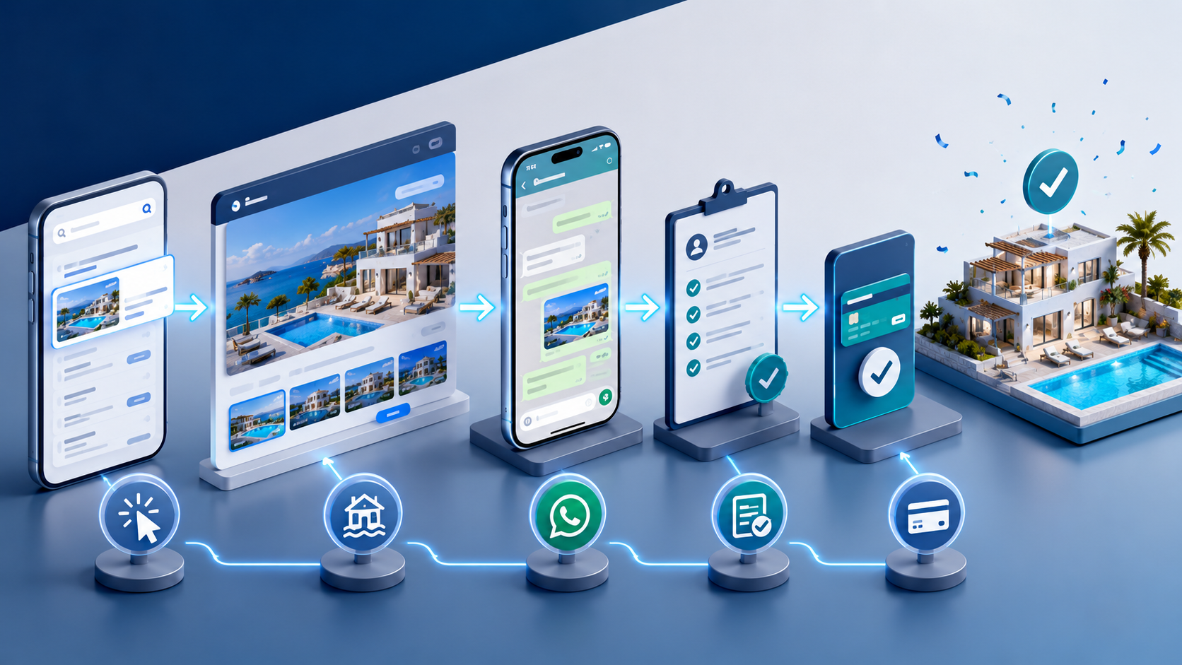 Villa rezervasyonlarında offline dönüşüm takibi Google reklam tıklamasından villa rezervasyonuna dönüşüm akışı