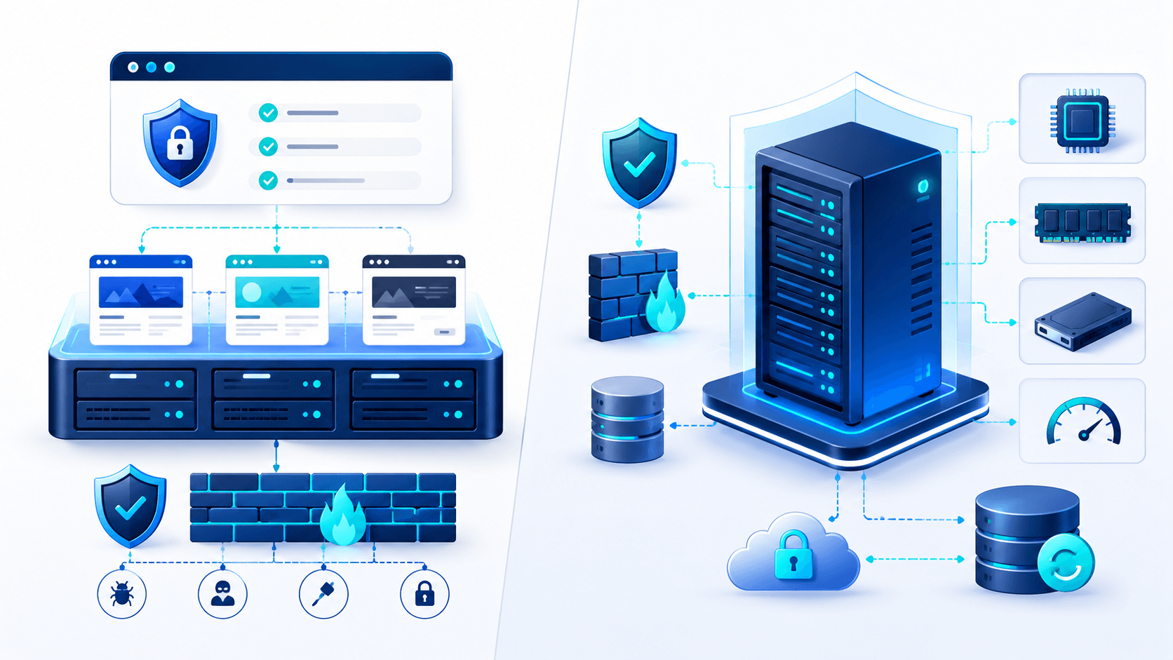 Virtual server resource planning and performance monitoring Management of CPU RAM and disk resources on a VPS