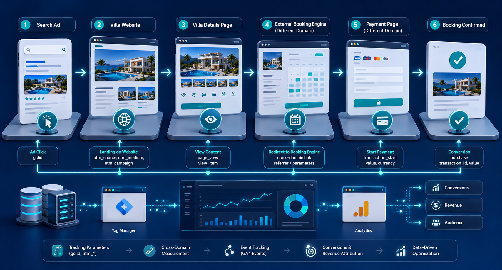 Villa rezervasyonlarında reklam parametresi kaybını önleme Villa sitelerinde Google Ads ve GA4 dönüşüm takibi